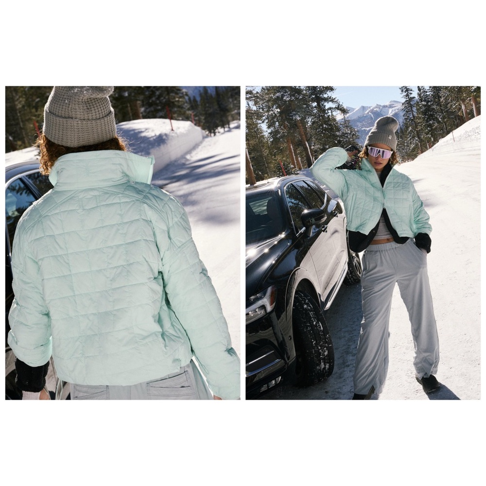Free People Poppy Packable Jacket‎ Puffer In Sky Minty Blue Small